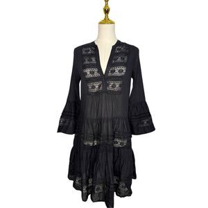 Velvet by Graham & Spencer Women’s XS Flowy Babydoll Dress Black Flare Sleeves